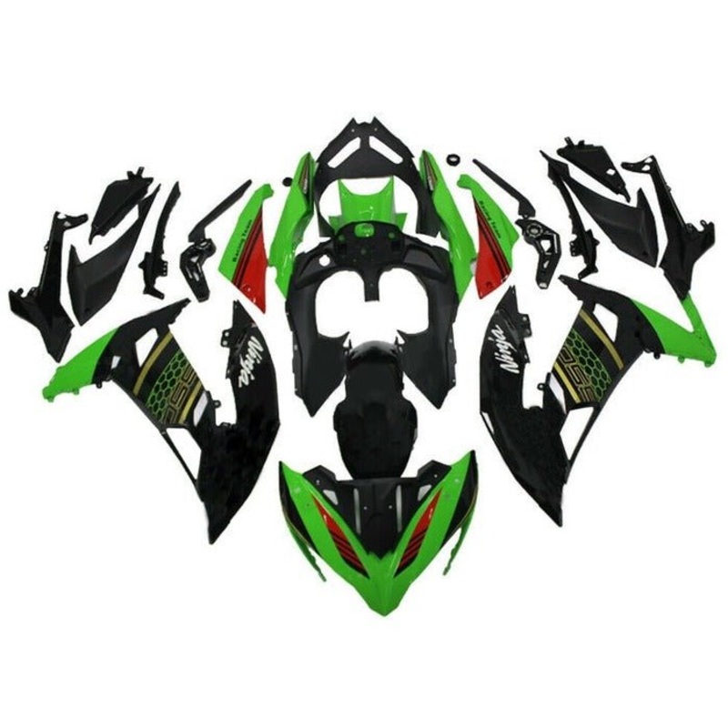 Fairings for Kawasaki Ninja 650 (2017-2019) Green, Black, Red, Gold Clear Windscreen: Free No Bolt Kit No Tank