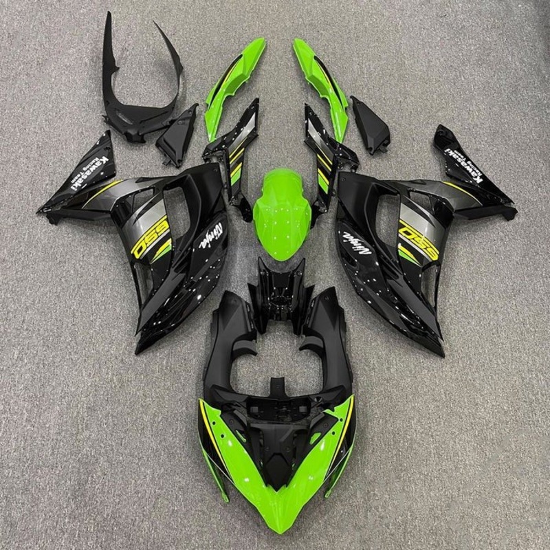 Fairings for Kawasaki Ninja 650 (2017-2019) Green, Black, Yellow Clear Windscreen: Free No Bolt Kit No Tank