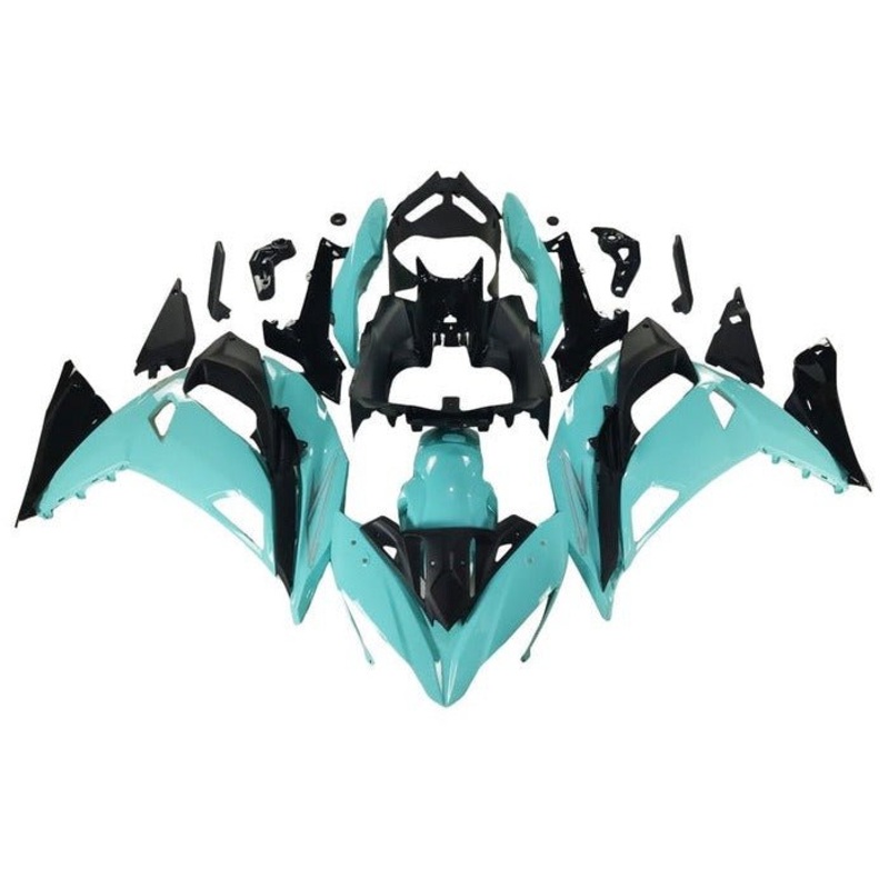 Fairings for Kawasaki Ninja 650 (2017-2019) Light Blue, Black Clear Windscreen: Free No Bolt Kit No Tank