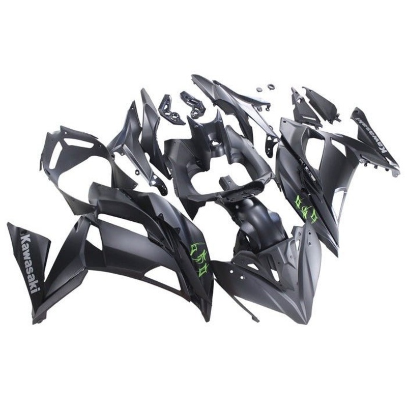 Fairings for Kawasaki Ninja 650 (2017-2019) Matte Black, Green, Gray Clear Windscreen: Free No Bolt Kit No Tank
