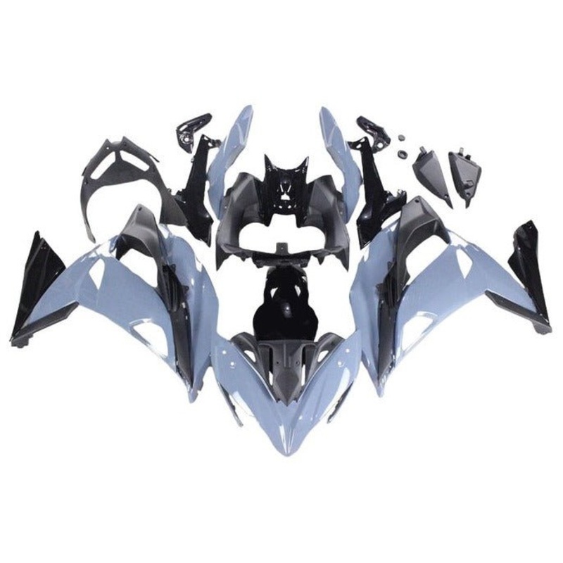 Fairings for Kawasaki Ninja 650 (2017-2019) Nardo Gray, Black Clear Windscreen: Free No Bolt Kit No Tank