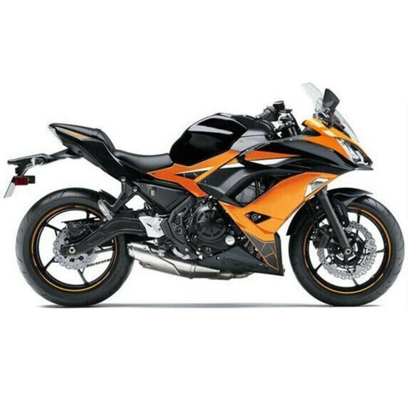 Fairings for Kawasaki Ninja 650 (2017-2019) Orange, Black Clear Windscreen: Free No Bolt Kit No Tank
