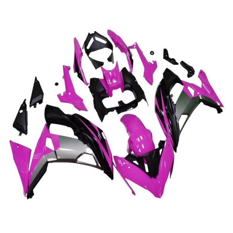 Fairings for Kawasaki Ninja 650 (2017-2019) Pink, Black, Gray Clear Windscreen: Free No Bolt Kit No Tank