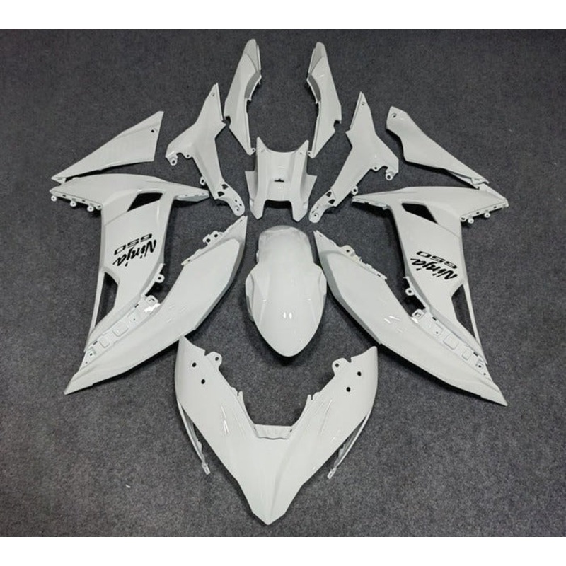 Fairings for Kawasaki Ninja 650 (2017-2019) White, Black Clear Windscreen: Free No Bolt Kit No Tank