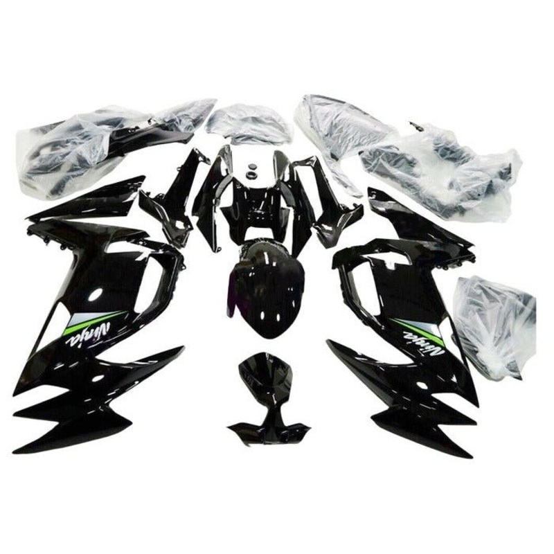 Fairings for Kawasaki Ninja 650 (2020-2025) Black Clear Windscreen: Free No Bolt Kit No Tank