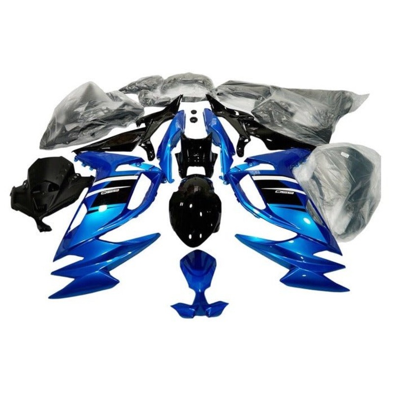 Fairings for Kawasaki Ninja 650 (2020-2025) Blue, Black Clear Windscreen: Free No Bolt Kit No Tank