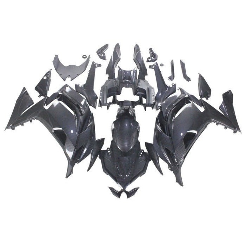Fairings for Kawasaki Ninja 650 (2020-2025) Faux Carbon Fiber Clear Windscreen: Free No Bolt Kit No Tank