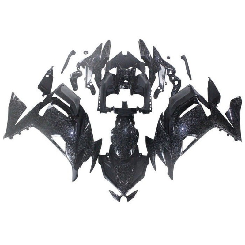 Fairings for Kawasaki Ninja 650 (2020-2025) Faux Forged Carbon Fiber Clear Windscreen: Free No Bolt Kit No Tank