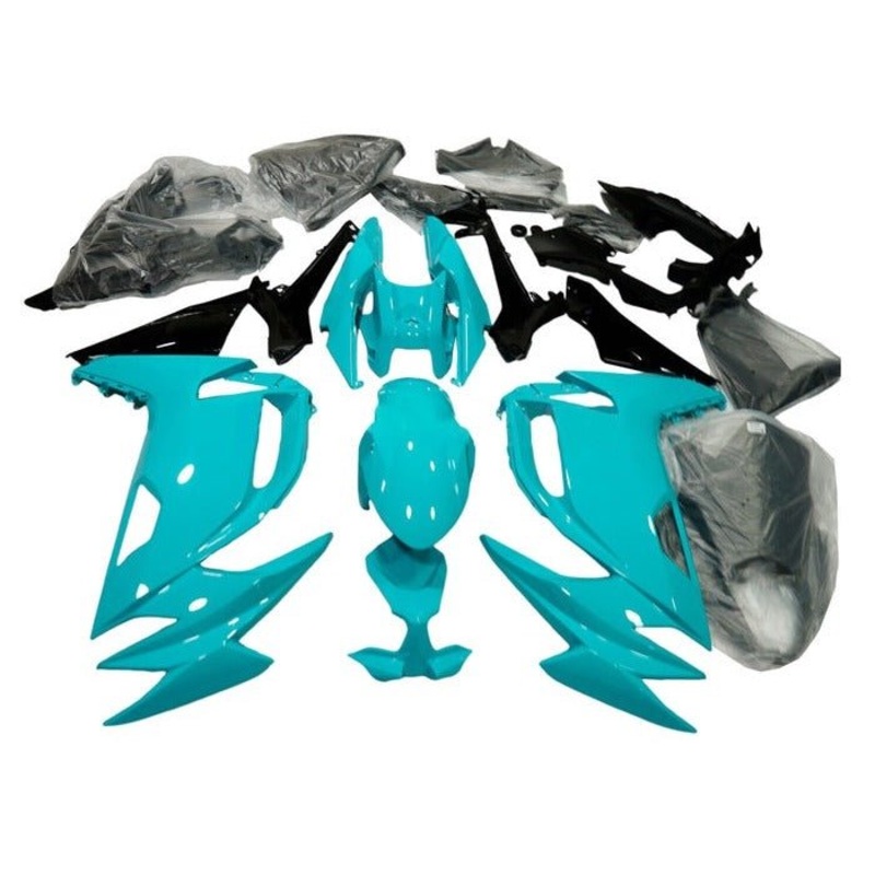 Fairings for Kawasaki Ninja 650 (2020-2025) Light Blue, Black Clear Windscreen: Free No Bolt Kit No Tank