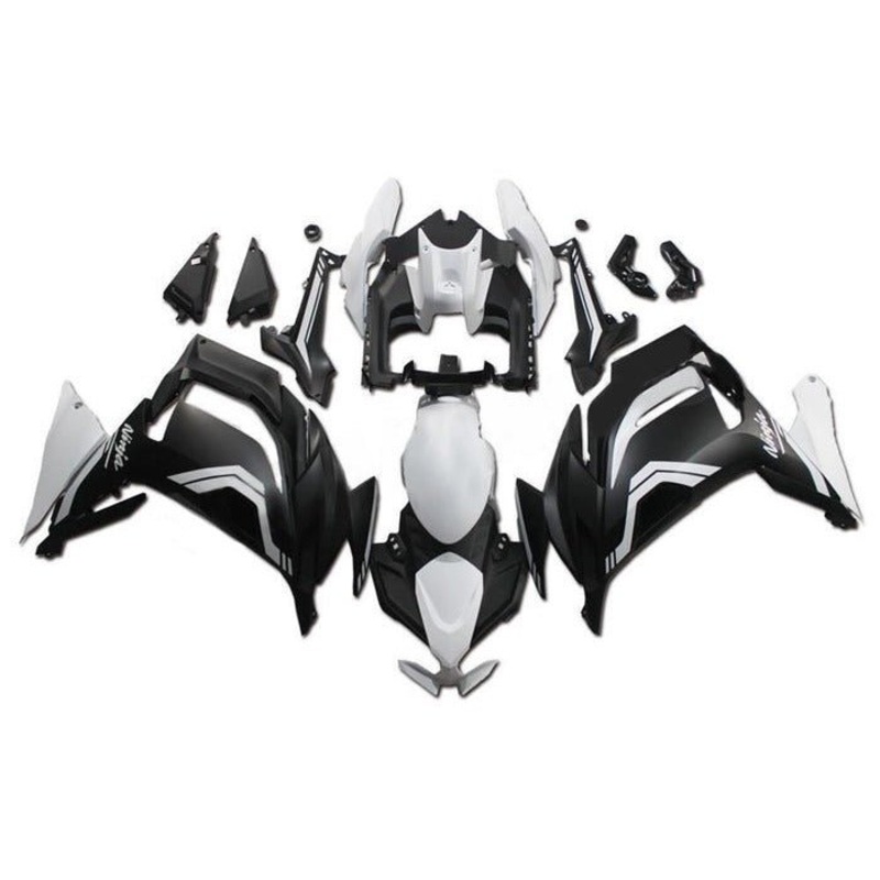 Fairings for Kawasaki Ninja 650 (2020-2025) Matte Black, Matte White Clear Windscreen: Free No Bolt Kit No Tank