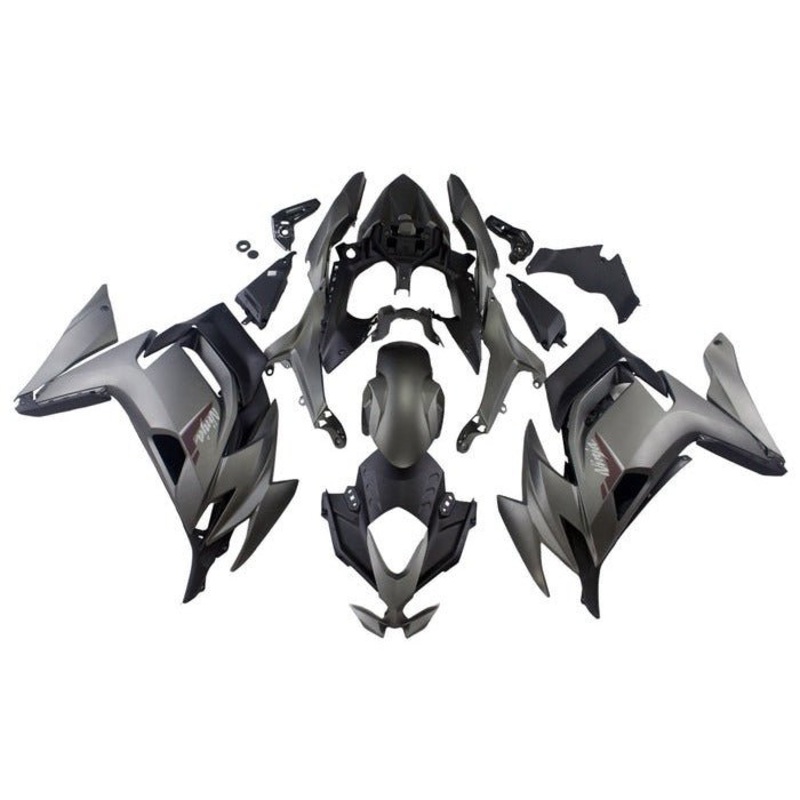Fairings for Kawasaki Ninja 650 (2020-2025) Matte Gray, Matte Black Clear Windscreen: Free No Bolt Kit No Tank