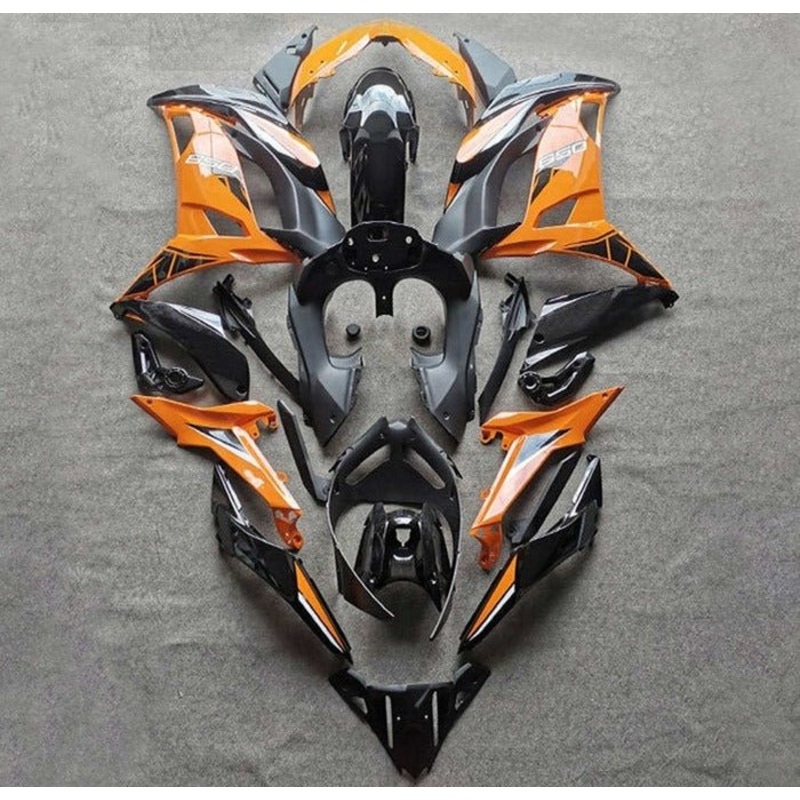 Fairings for Kawasaki Ninja 650 (2020-2025) Orange, Black Clear Windscreen: Free No Bolt Kit No Tank
