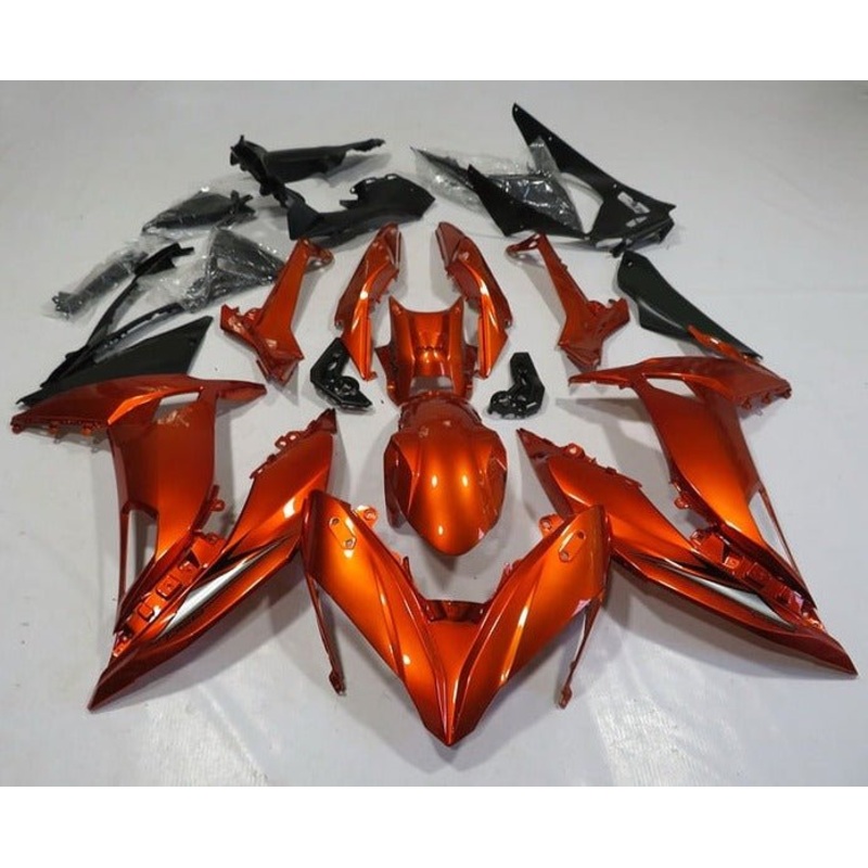Fairings for Kawasaki Ninja 650 (2020-2025) Orange Clear Windscreen: Free No Bolt Kit No Tank