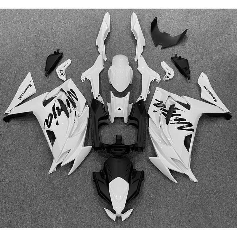 Fairings for Kawasaki Ninja 650 (2020-2025) White, Black Clear Windscreen: Free No Bolt Kit No Tank
