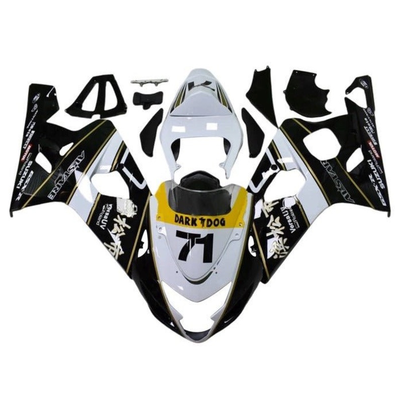 Suzuki GSXR750 (2004-2005) Black, White, Gold Stripe Fairings No Seat Cowl No Bolt Kit No Tank