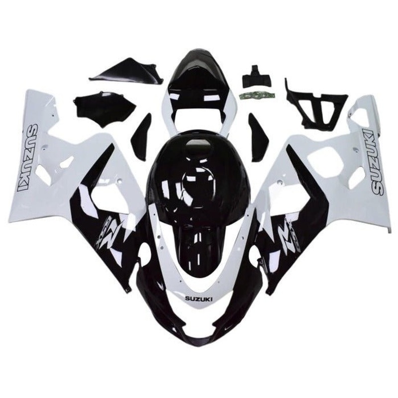 Suzuki GSXR750 (2004-2005) Gloss Black, White Fairings No Seat Cowl No Bolt Kit No Tank