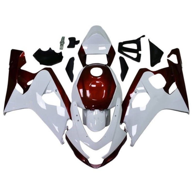 Suzuki GSXR750 (2004-2005) White, Dark Red Fairings No Seat Cowl No Bolt Kit No Tank