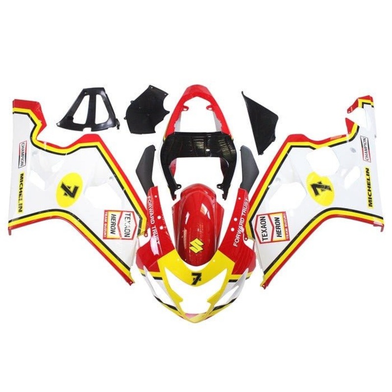 Suzuki GSXR750 (2004-2005) White, Red, Yellow Fairings No Seat Cowl No Bolt Kit No Tank