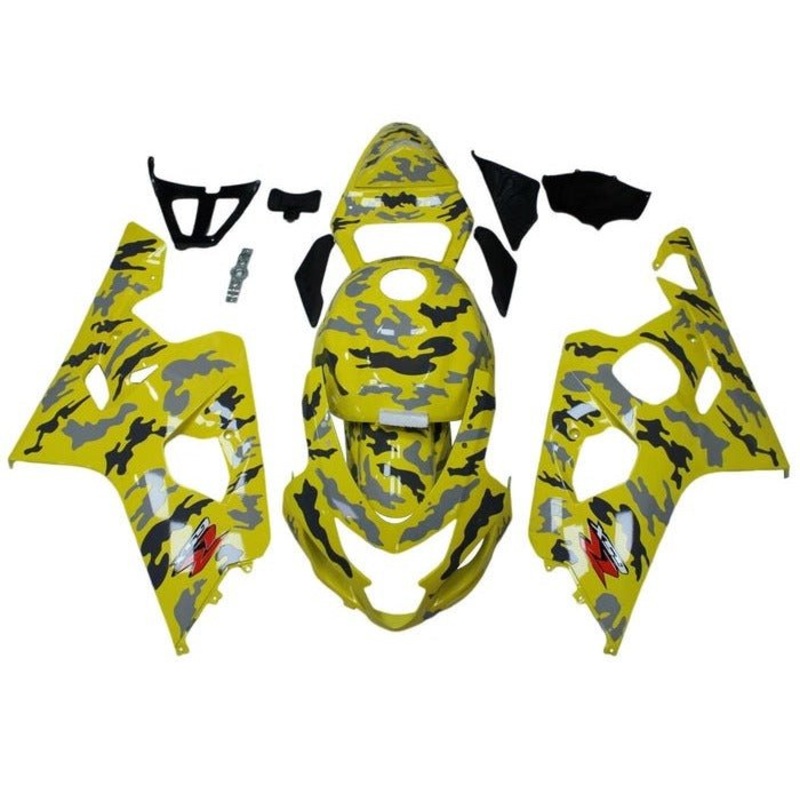 Suzuki GSXR750 (2004-2005) Yellow, Black, Gray, Camo Fairings No Seat Cowl No Bolt Kit No Tank