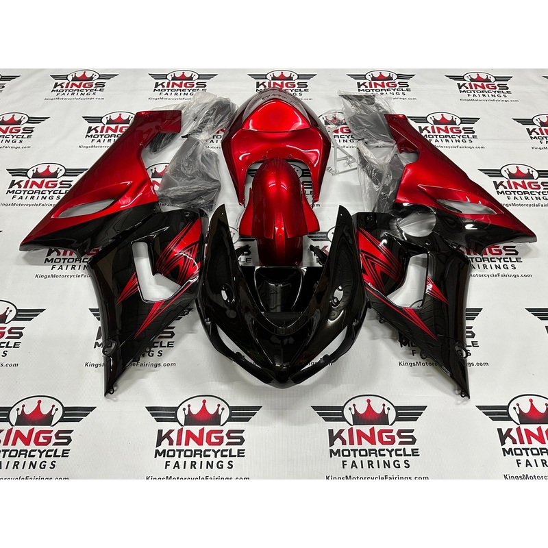 Fairing kit for a Kawasaki ZX6R 636 (2005-2006) Black, Dark Red Clear Windscreen: Free No Seat Cowl No Bolt Kit