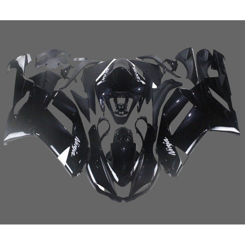 Fairings for Kawasaki Ninja ZX6R 636 (2007-2008) All Black Clear Windscreen: Free No Seat Cowl No Bolt Kit