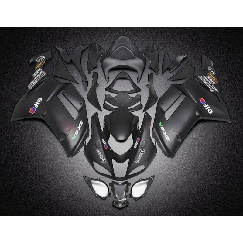 Fairings for Kawasaki Ninja ZX6R 636 (2007-2008) Matte Black, Elf Clear Windscreen: Free No Seat Cowl No Bolt Kit