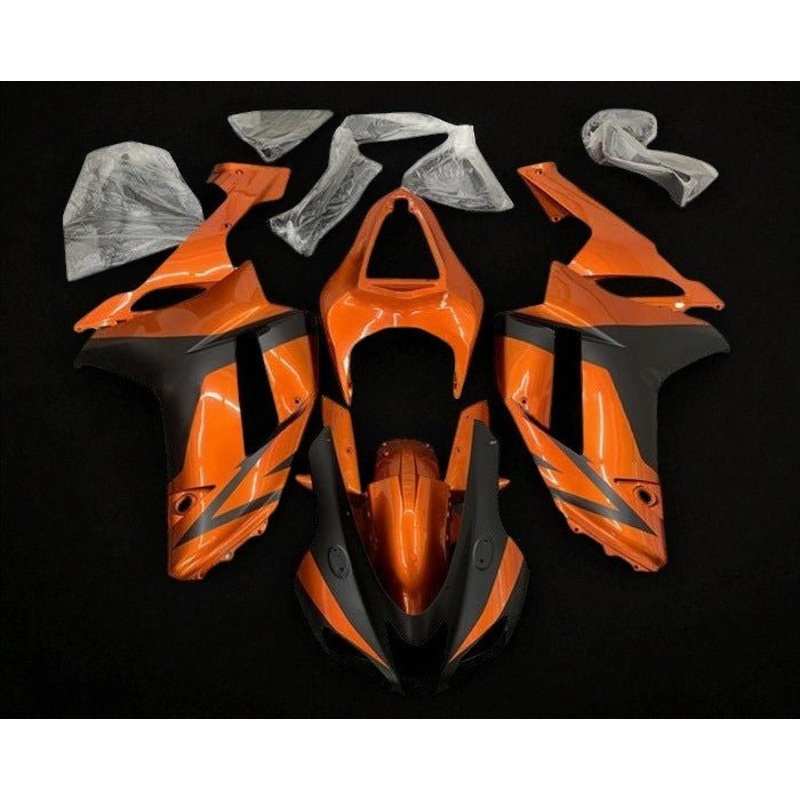 Fairings for Kawasaki Ninja ZX6R 636 (2007-2008) Orange, Matte Black Clear Windscreen: Free No Seat Cowl No Bolt Kit