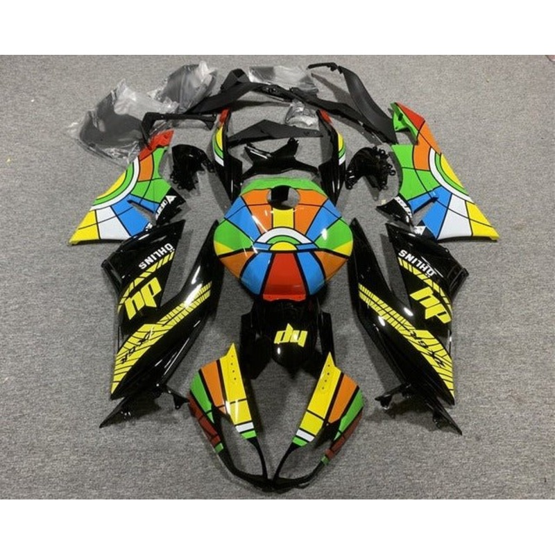 Fairings for Kawasaki Ninja ZX6R 636 (2009-2012) Black Multicolor Clear Windscreen: Free No Seat Cowl No Bolt Kit