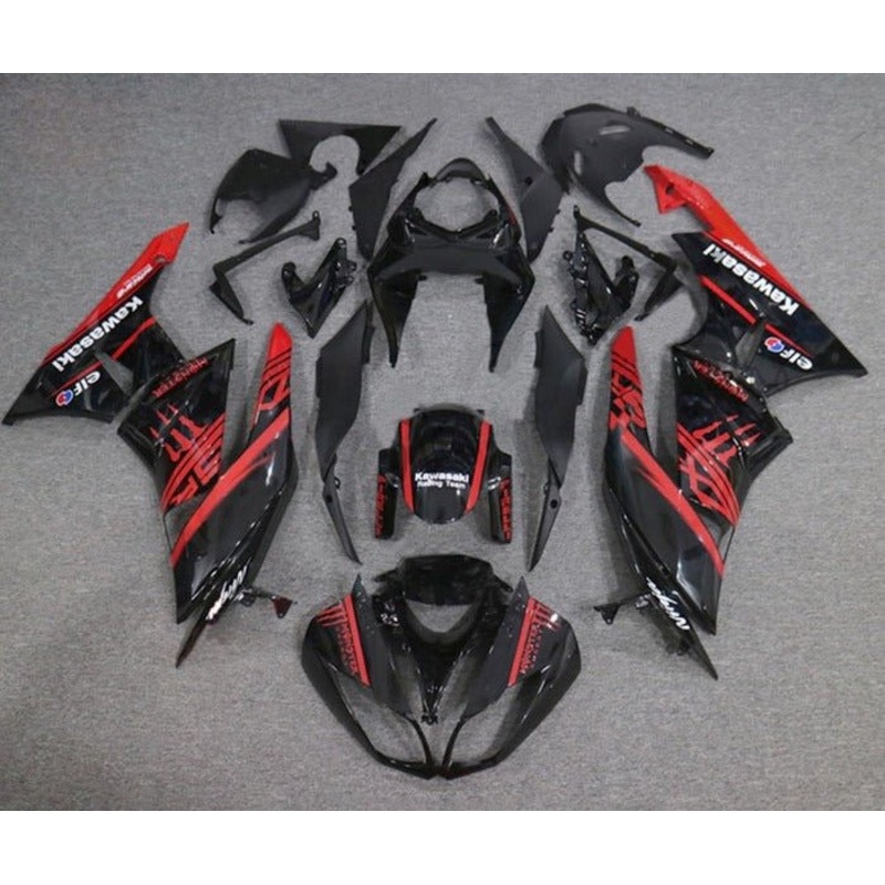 Fairings for Kawasaki Ninja ZX6R 636 (2009-2012) Black, Red Monster Clear Windscreen: Free No Seat Cowl No Bolt Kit