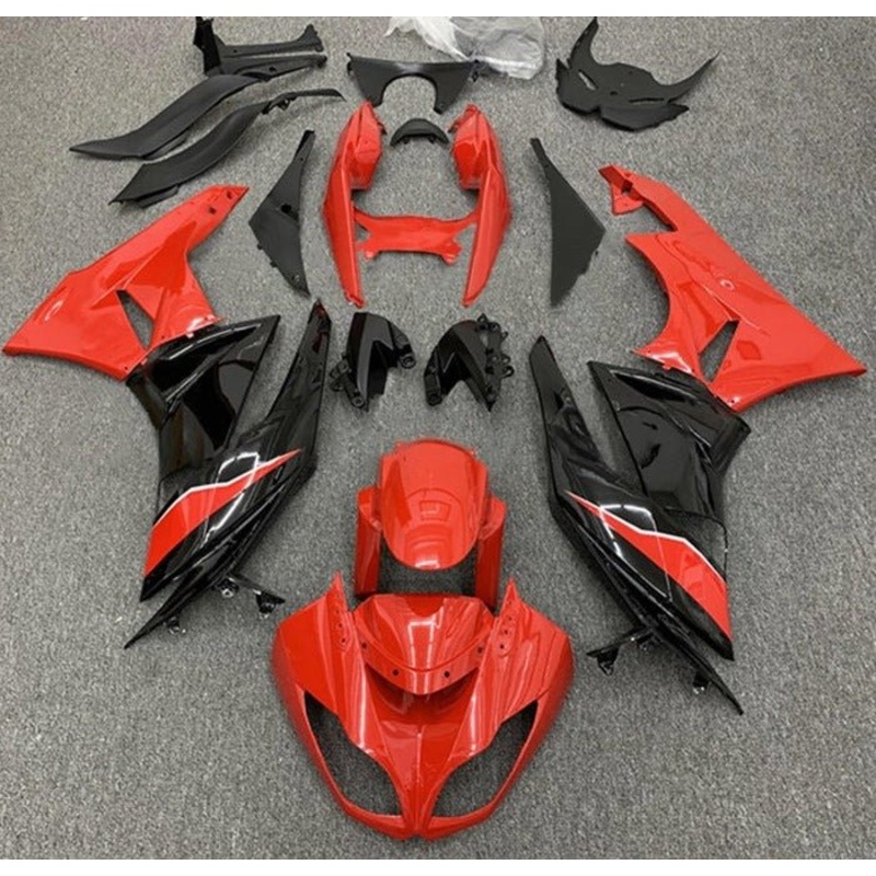 Fairings for Kawasaki Ninja ZX6R 636 (2009-2012) Gloss Red, Black Clear Windscreen: Free No Seat Cowl No Bolt Kit