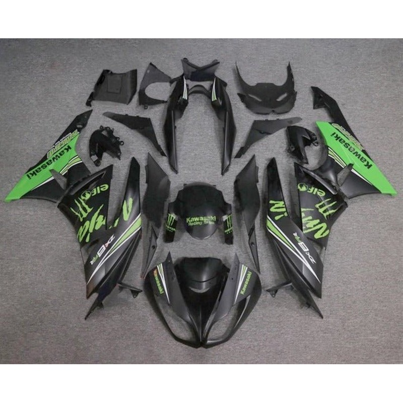 Fairings for Kawasaki Ninja ZX6R 636 (2009-2012) Matte Black, Matte Green Clear Windscreen: Free No Seat Cowl No Bolt Kit