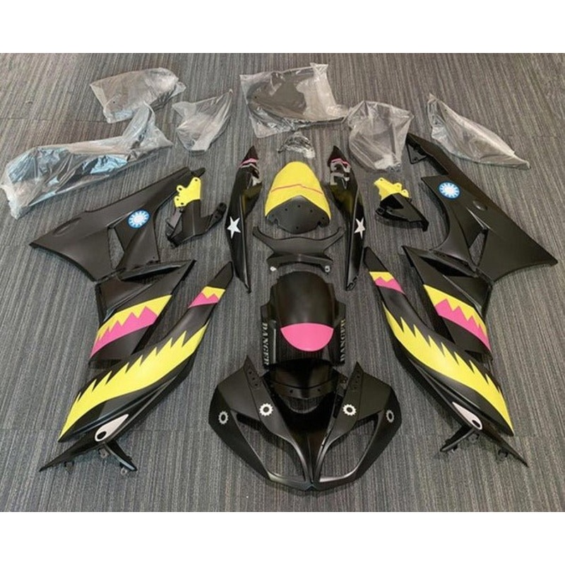 Fairings for Kawasaki Ninja ZX6R 636 (2009-2012) Matte Black, Yellow, Pink Clear Windscreen: Free No Seat Cowl No Bolt Kit