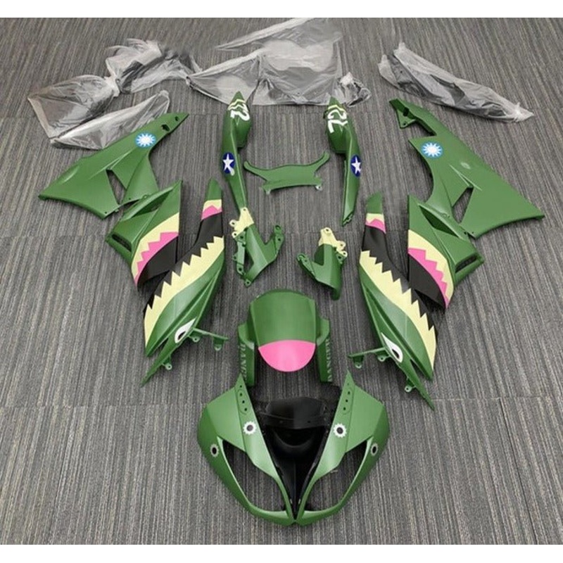 Fairings for Kawasaki Ninja ZX6R 636 (2009-2012) Matte Green, Yellow, Pink Clear Windscreen: Free No Seat Cowl No Bolt Kit