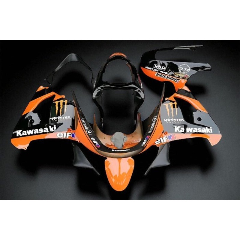 Fairings for Kawasaki Ninja ZX6R 636 (2009-2012) Orange, Black, White Elf Clear Windscreen: Free No Seat Cowl No Bolt Kit