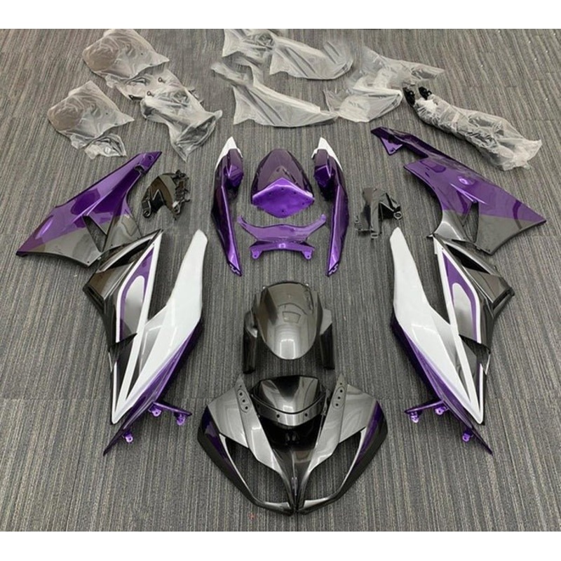 Fairings for Kawasaki Ninja ZX6R 636 (2009-2012) Purple, Gray, White Clear Windscreen: Free No Seat Cowl No Bolt Kit