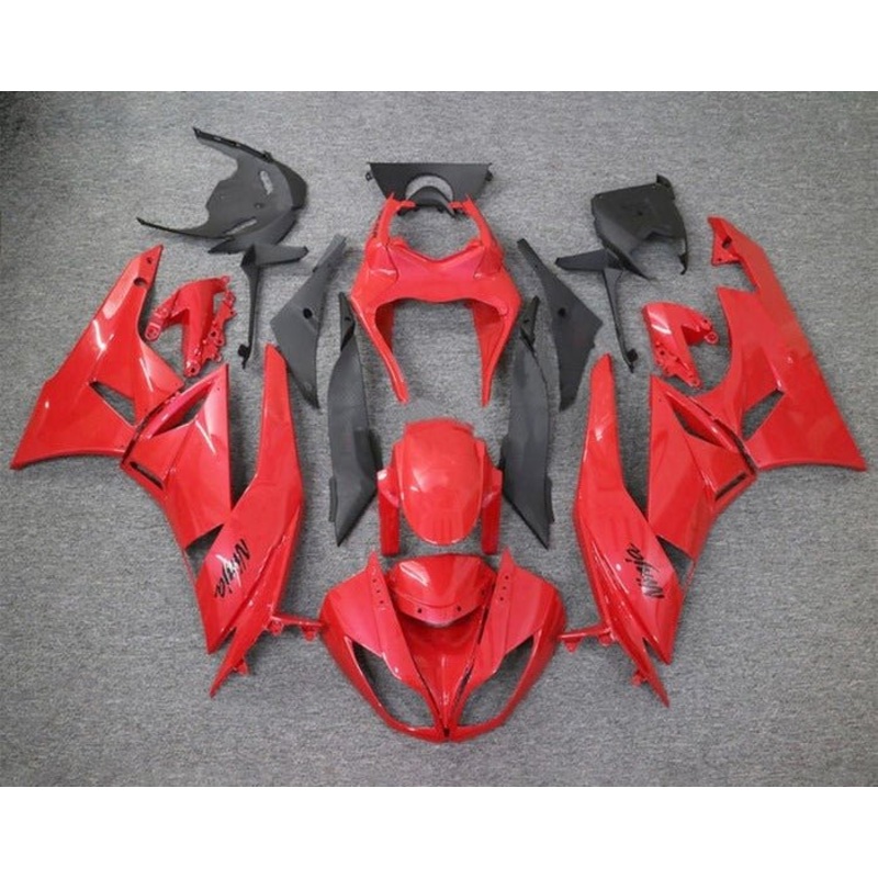 Fairings for Kawasaki Ninja ZX6R 636 (2009-2012) Red Clear Windscreen: Free No Seat Cowl No Bolt Kit