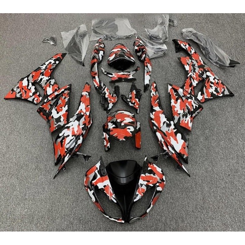 Fairings for Kawasaki Ninja ZX6R 636 (2009-2012) Red, White, Black Camouflage Clear Windscreen: Free No Seat Cowl No Bolt Kit