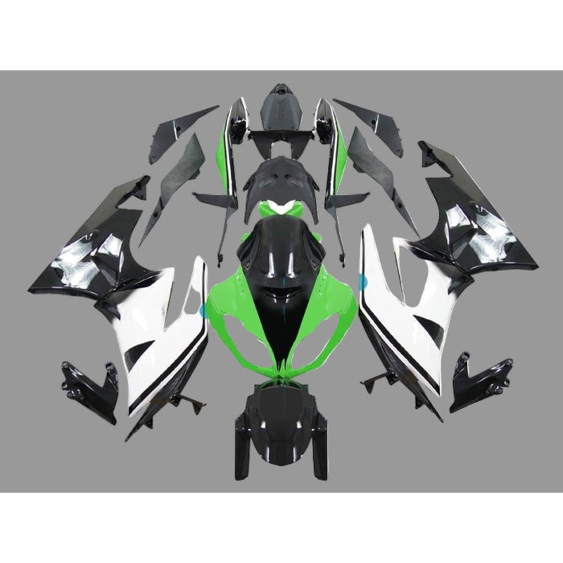 Fairings for Kawasaki Ninja ZX6R 636 (2009-2012) White, Black, Green Clear Windscreen: Free No Seat Cowl No Bolt Kit