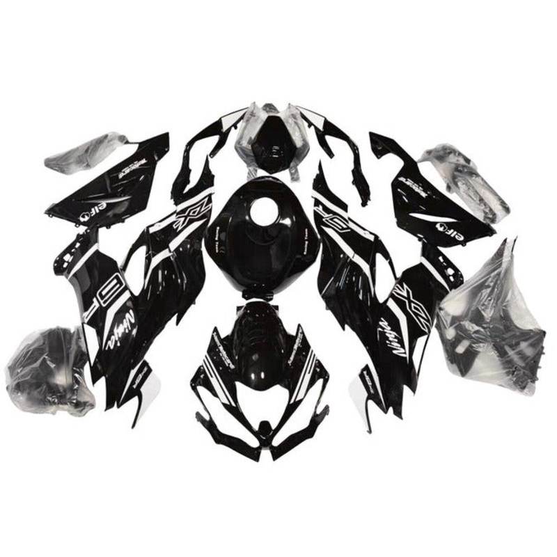Fairings for Kawasaki Ninja ZX6R 636 (2019-2023) Black, White Stripe No Seat Cowl No Bolt Kit No Tank
