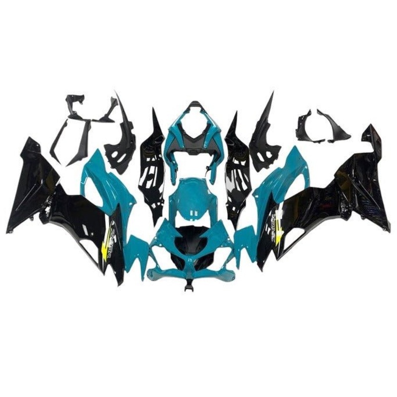 Fairings for Kawasaki Ninja ZX6R 636 (2019-2023) Blue Teal, Black, Yellow No Seat Cowl No Bolt Kit No Tank