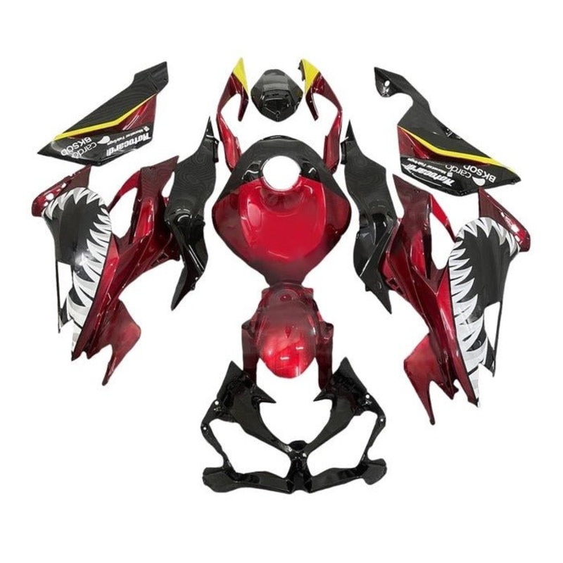 Fairings for Kawasaki Ninja ZX6R 636 (2019-2023) Dark Red, Black, White Teeth No Seat Cowl No Bolt Kit No Tank