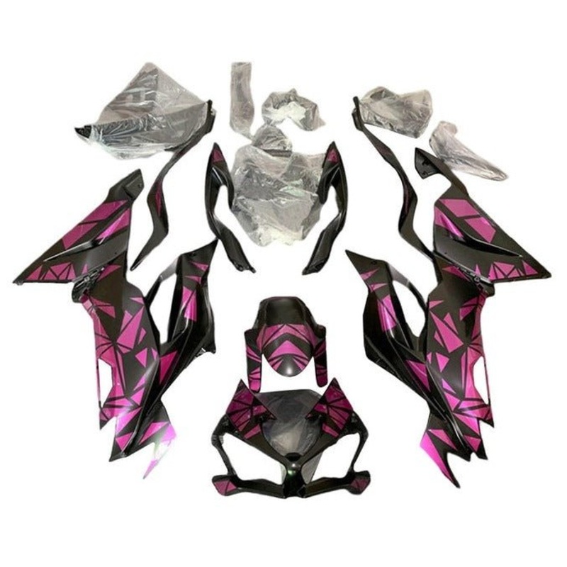 Fairings for Kawasaki Ninja ZX6R 636 (2019-2023) Matte Black, Pink Geo No Seat Cowl No Bolt Kit No Tank