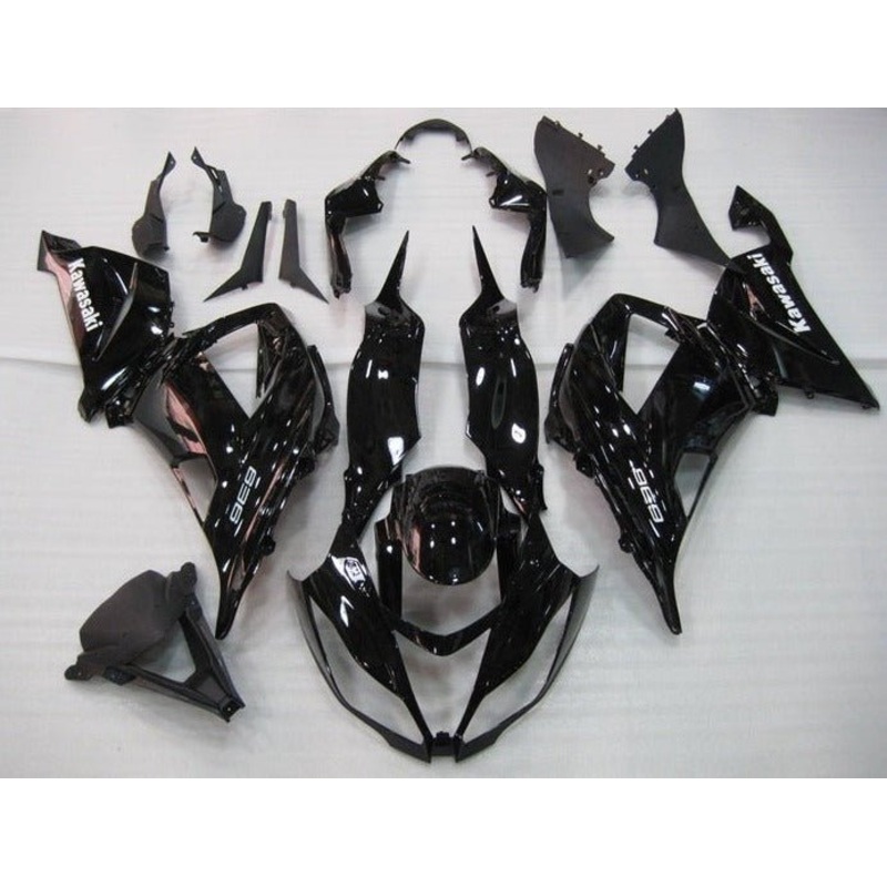 Fairings for Kawasaki ZX6R 636 (2013-2018) Black Gloss Clear Windscreen: Free No Seat Cowl No Bolt Kit