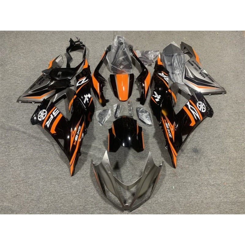 Fairings for Kawasaki ZX6R 636 (2013-2018) Black, Orange, White Clear Windscreen: Free No Seat Cowl No Bolt Kit