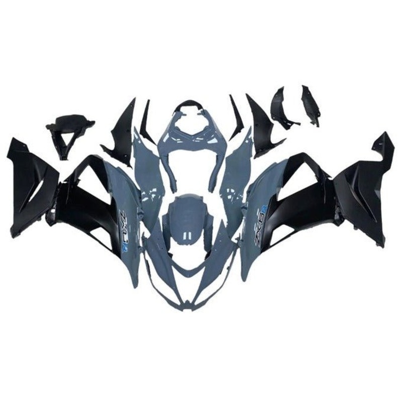 Fairings for Kawasaki ZX6R 636 (2013-2018) Gray, Matte Black Clear Windscreen: Free No Seat Cowl No Bolt Kit