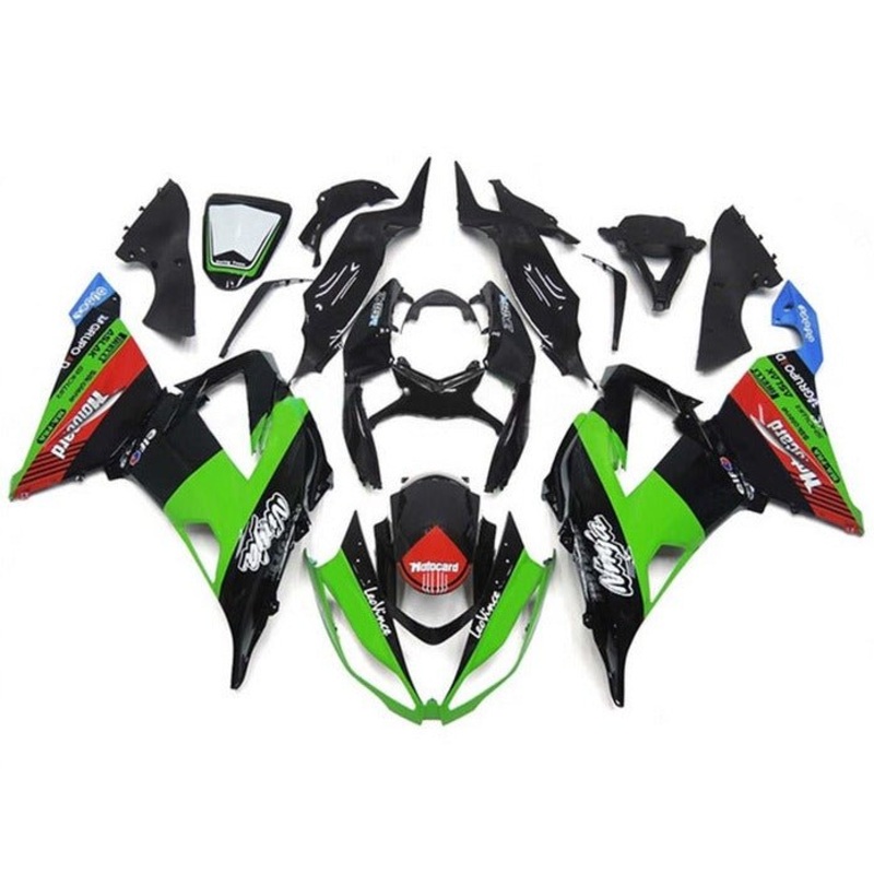 Fairings for Kawasaki ZX6R 636 (2013-2018) Green, Black, Red, Blue Clear Windscreen: Free No Seat Cowl No Bolt Kit