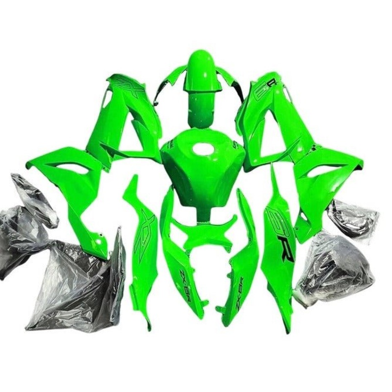 Fairings for Kawasaki ZX6R 636 (2013-2018) Green Clear Windscreen: Free No Seat Cowl No Bolt Kit