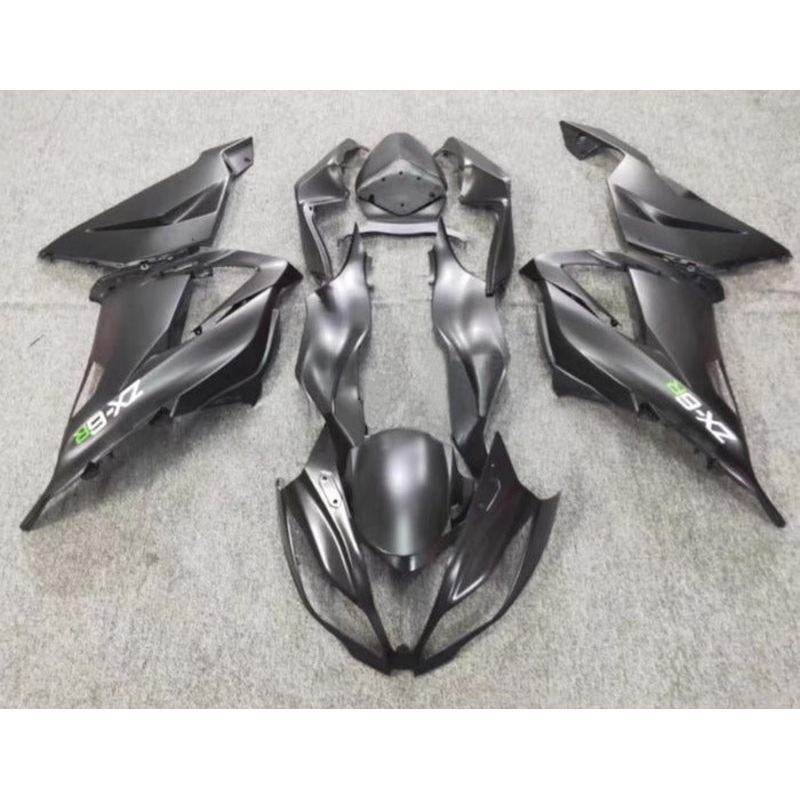 Fairings for Kawasaki ZX6R 636 (2013-2018) Matte Black, White, Green Clear Windscreen: Free No Seat Cowl No Bolt Kit