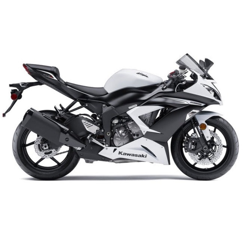 Fairings for Kawasaki ZX6R 636 (2013-2018) Matte White, Matte Black Clear Windscreen: Free No Seat Cowl No Bolt Kit