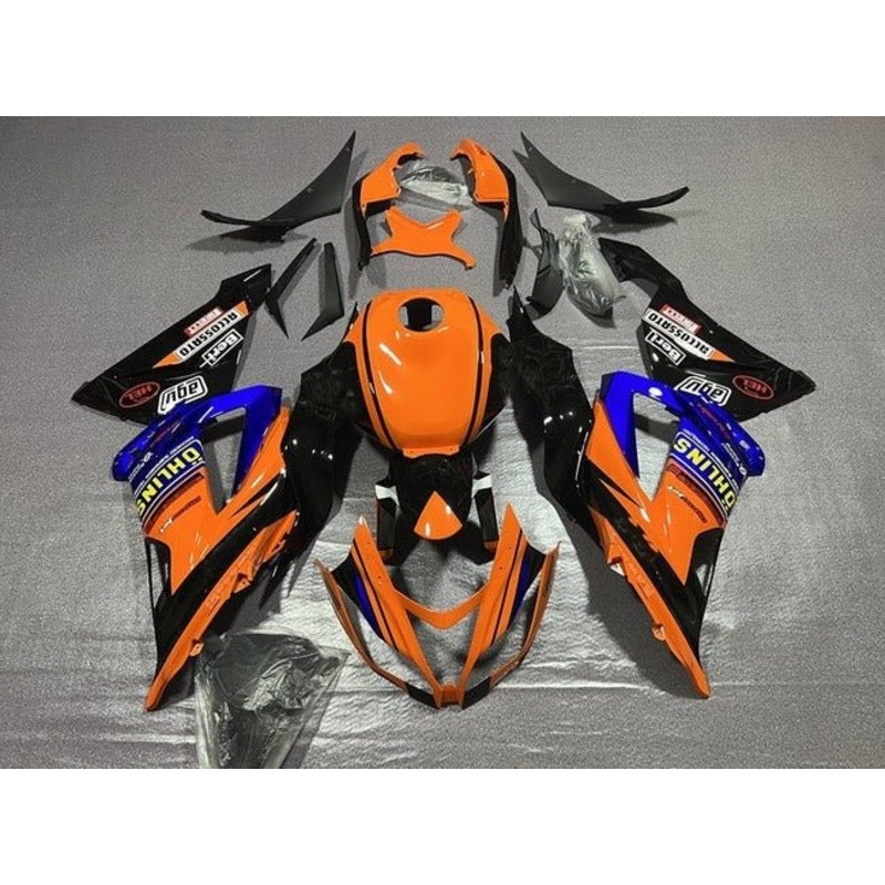 Fairings for Kawasaki ZX6R 636 (2013-2018) Orange, Black, Blue Clear Windscreen: Free No Seat Cowl No Bolt Kit